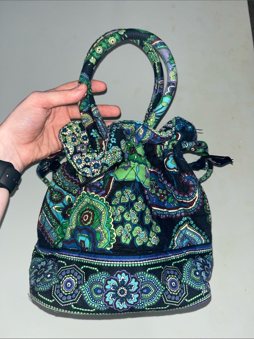 Vera Bradley Emma Drawstring Cinch Handbag in Rhapsody in Blue (retired)
